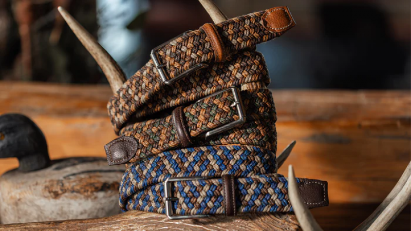 Pine and Brown Multi Braid Belt