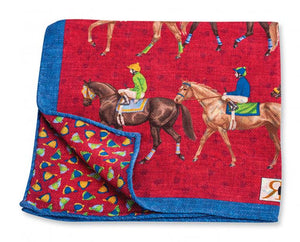 RED AND ROYAL THOROUGHBREDS POCKET SQUARE