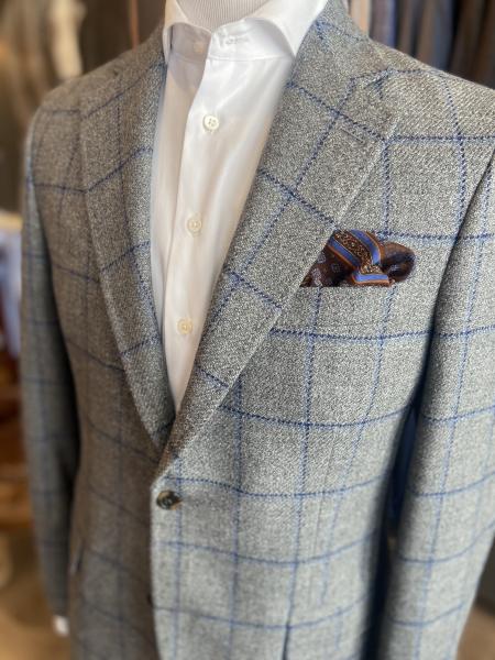 GRAY WITH BLUE WINDOWPANE