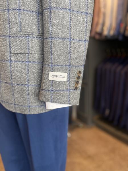 GRAY WITH BLUE WINDOWPANE