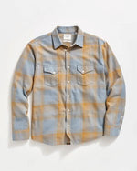 LARGE SCALE PLAID WESTERN L/S- FADED DENIM