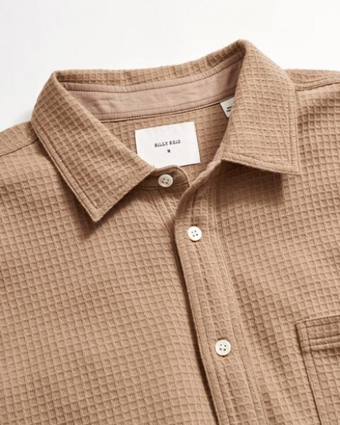 GRID KNIT TUSCUMBIA SHIRT, WASHED TAN