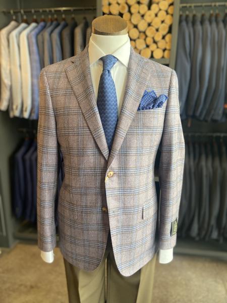 LAVENDER WITH BRONZE AND BLUE PLAID SPORT COAT