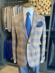 TAN AND BLUE PLAID SPORT COAT