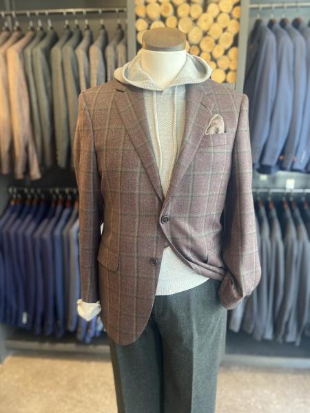 WINE AND EVERGREEN PLAID SPORT COAT