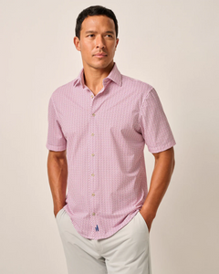 CASPIAN WHITE AND RASPBERRY PRINT SHORT SLEEVE