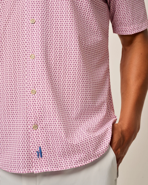 CASPIAN WHITE AND RASPBERRY PRINT SHORT SLEEVE