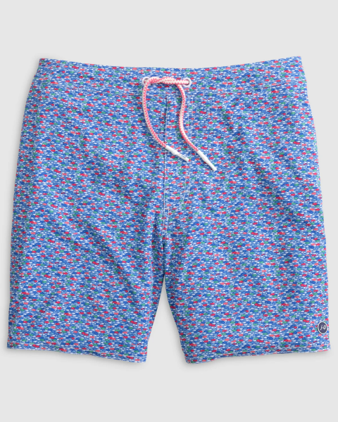 SWIM TRUNK, RED FIN BLUE