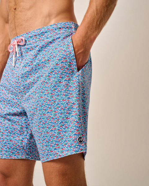 SWIM TRUNK, RED FIN BLUE