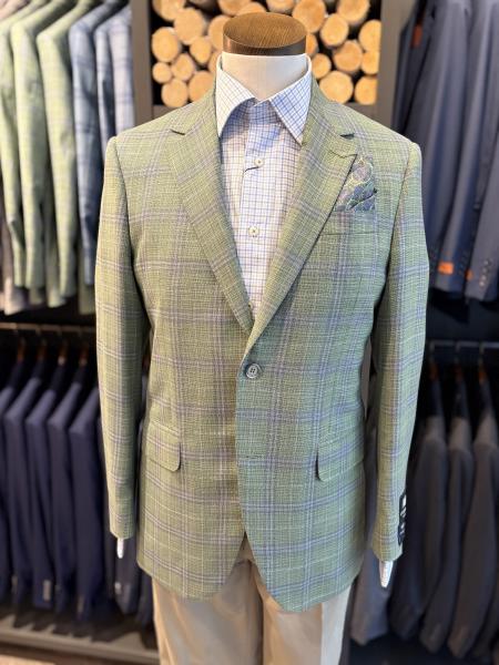 MORNING GREEN AND BLUE PLAID SPORT COAT