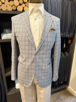 GREY, BLUE, TAN PLAID SOFT COAT