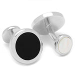 DOUBLE SIDED ONYX ROUND BEVELED CUFF LINKS