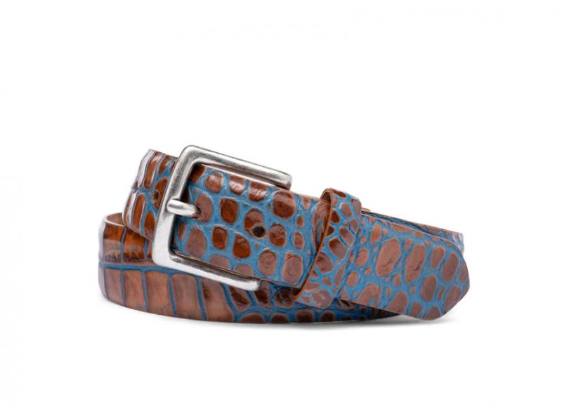 TWO TONE EMBOSSED CROCODILE BELT