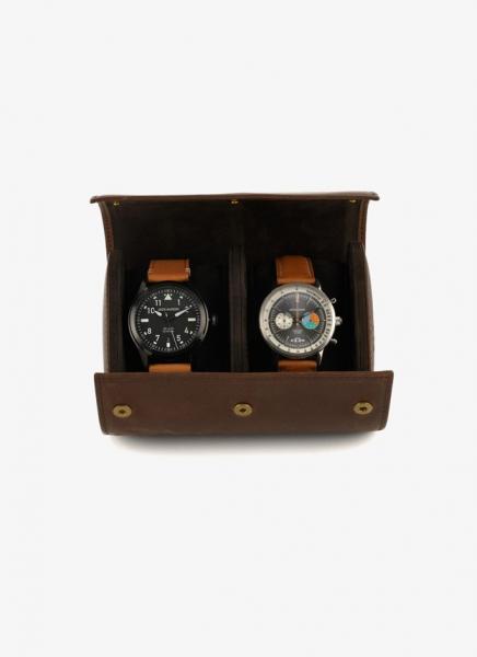 LEATHER TRAVEL WATCH CASE- BALDWIN OAK