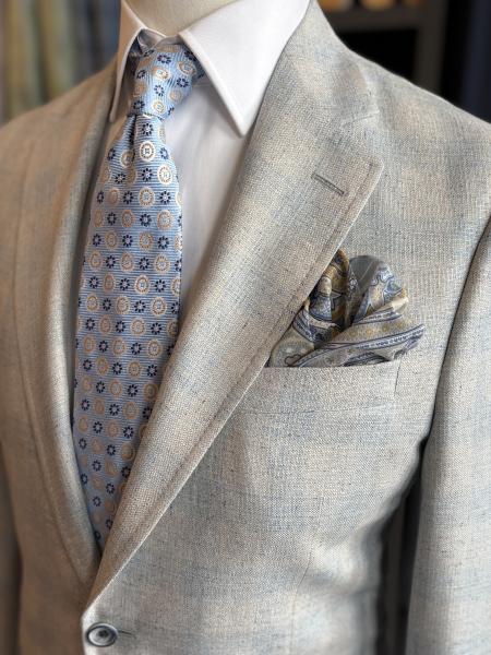 GREY AND BLUE TEXTURED PLAID SPORT COAT