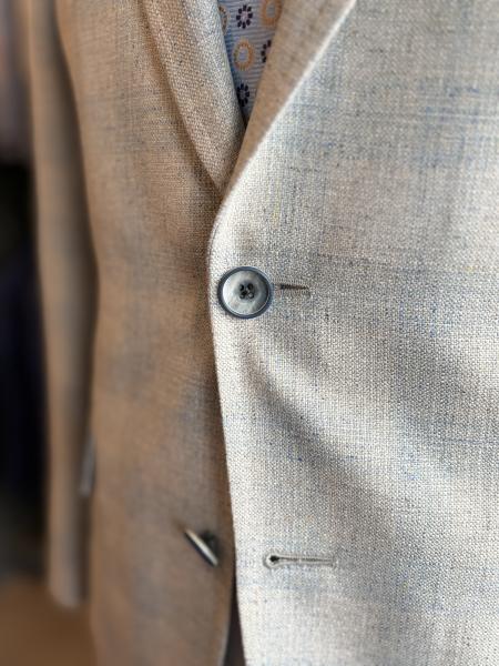 GREY AND BLUE TEXTURED PLAID SPORT COAT