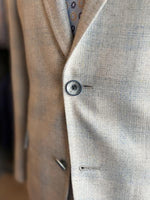 GREY AND BLUE TEXTURED PLAID SPORT COAT