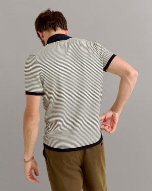 STRIPE SWEATER POLO- TINTED WHITE/BLK