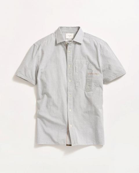 SS SELVEDGE WORK SHIRT- WHITE/CARBON BLUE