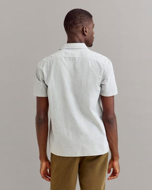 SS SELVEDGE WORK SHIRT- WHITE/CARBON BLUE