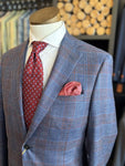 NAVY AND RED PLAID SPORT COAT