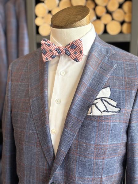 NAVY AND RED PLAID SPORT COAT