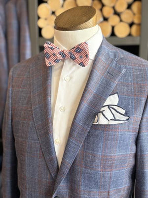 NAVY AND RED PLAID SPORT COAT