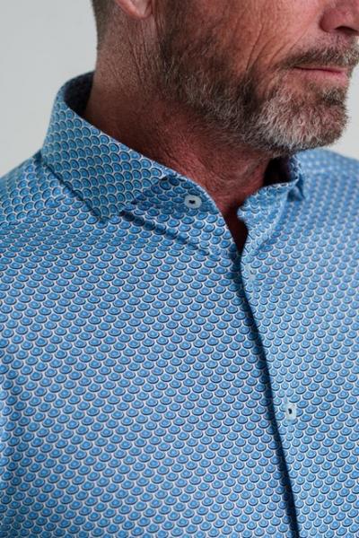 SHORT SLEEVE KNIT PRINTED OVAL GEO