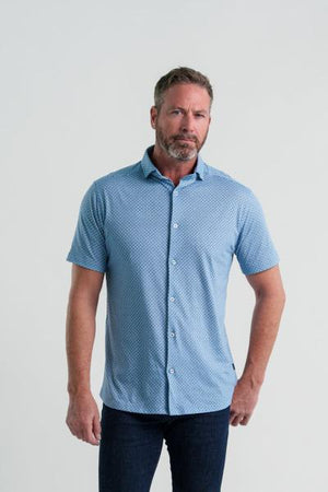 SHORT SLEEVE KNIT PRINTED OVAL GEO