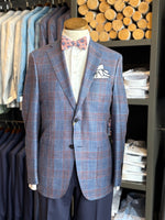 NAVY AND RED PLAID SPORT COAT