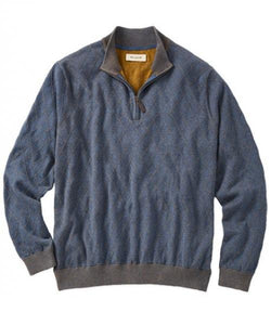 QUARTER-ZIP ARGYLE SWEATER- INDIGO