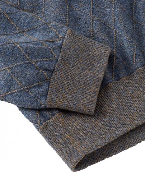 QUARTER-ZIP ARGYLE SWEATER- INDIGO