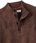 CHENILLE BUTTON MOCK NECK- RUST