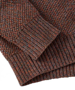 CHENILLE BUTTON MOCK NECK- RUST
