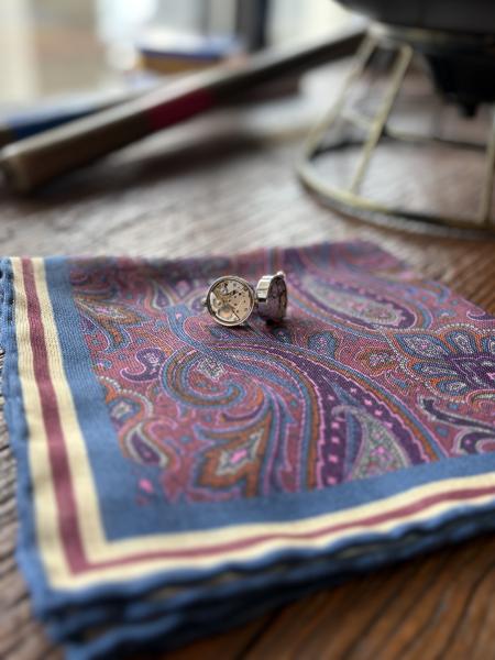 SILVER WATCH MOVEMENT CUFFLINKS