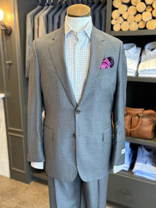 RIVER STONE GREY CHECKED SUIT, THE LABEL