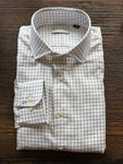 WHITE & TAUPE GRID SPREAD COLLAR