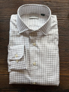 WHITE & TAUPE GRID SPREAD COLLAR
