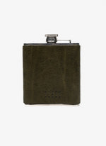 LEATHER WRAPPED FLASK- OLIVE