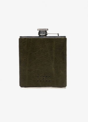 LEATHER WRAPPED FLASK- OLIVE