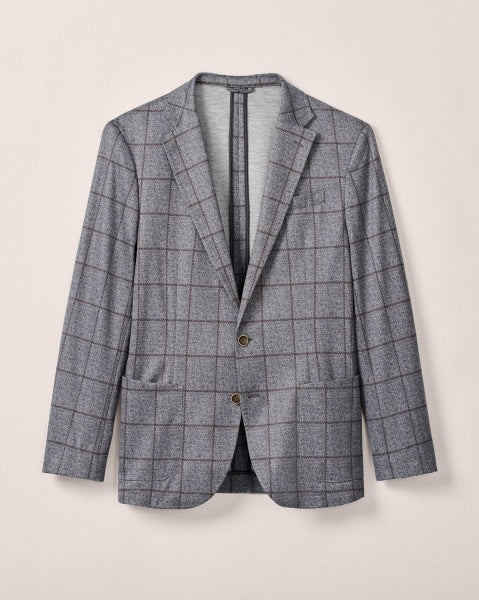 GRAY AND BROWN WINDOWPANE SOFT COAT