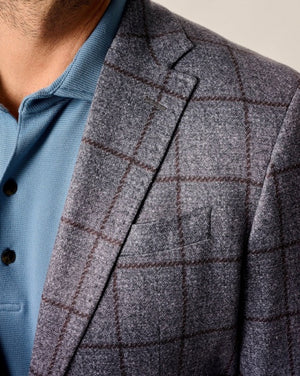 GRAY AND BROWN WINDOWPANE SOFT COAT