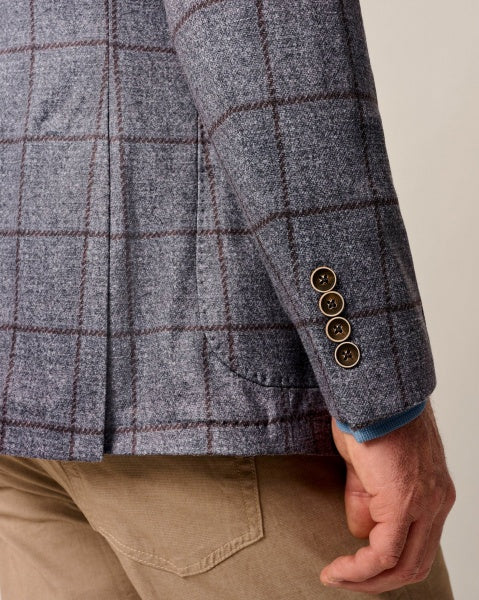 GRAY AND BROWN WINDOWPANE SOFT COAT