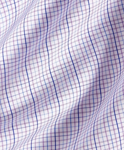 PURPLE MULTI POPLIN CHECK DRESS SHIRT - REGULAR FIT