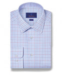 SKY & MERLOT TWILL CHECK DRESS SHIRT