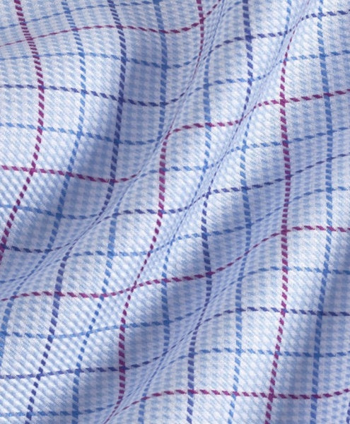 SKY & MERLOT TWILL CHECK DRESS SHIRT