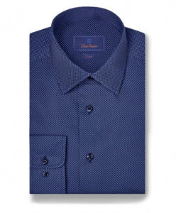 NAVY MICRO PRINT DRESS SHIRT