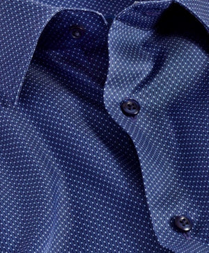 NAVY MICRO PRINT DRESS SHIRT