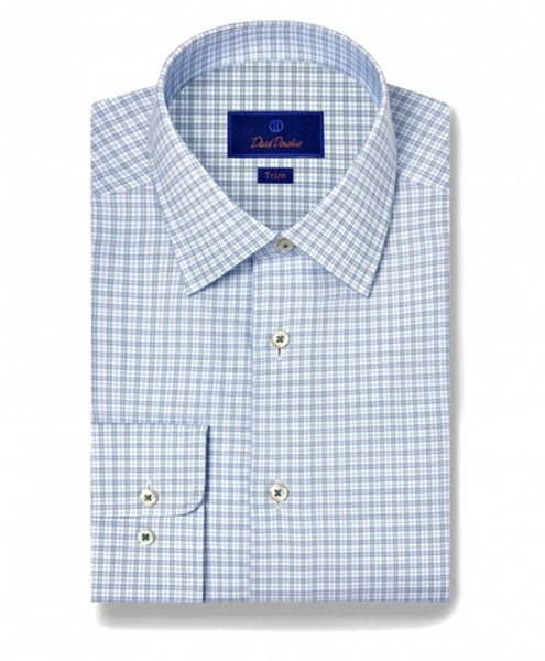 SKY AND PETROL TWILL DRESS SHIRT - TRIM