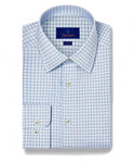 SKY AND PETROL TWILL DRESS SHIRT - TRIM